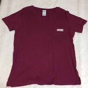 VS Pink Maroon V-Neck